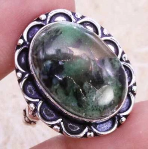 Copper Ruby Zoisite 925 Silver Plated Handmade Ring of US Size 8.25 - Picture 1 of 3