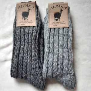 2 Paar MH Alpaka Socken dicke Wollsocken 100% Wolle hell und dunkelgrau 39 - 46 - Bild 1 von 4