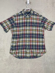 Ralph Lauren Herren weiß/blau kariertes Kurzarm Button Down Hemd Größe L - Bild 1 von 5