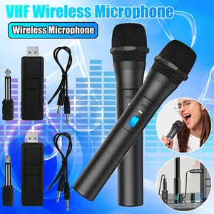 2PCS Wireless VHF Professional Microphone Handheld Mic System Karaoke w/Receiver - Picture 1 of 7