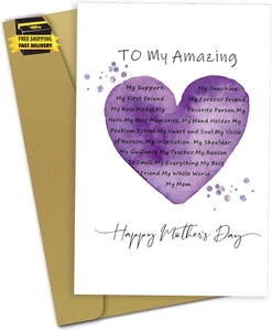 Mothers Day Cards for Mom, Love Heart Design, Express Love in Various Ways, Gift - Picture 1 of 6