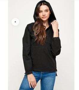 DAMEN DENIM JACKE MIT KAPUZE, Gr.-L, schwarz - Bild 1 von 6