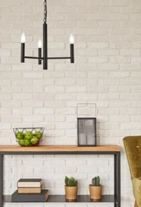 BLACK DINING ROOM KITCHEN BEDROOM PENDANT CHANDELIER CEILING LIGHTING 3 LIGHT - Picture 1 of 8