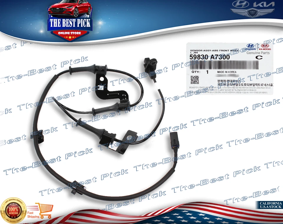⭐GENUINO⭐ Sensor de velocidad de rueda ABS DELANTERO DERECHO para Kia Forte 2014-2018 59830A7300 Foto 1 de 1