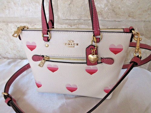 NUOVO COACH Mini Gallary Heart Tracolla Borsa a mano Ciondolo Cuore Gesso multi