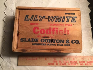 Wooden Lily White Codfish Slade Gorton Fingerjointed Box - Picture 1 of 15