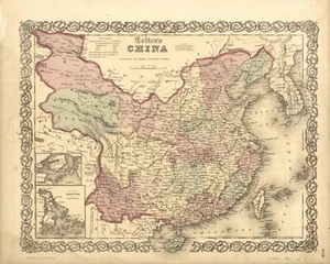 Colton's Map of China, 1861, 1800's- New Print Reproduction of Old Map - Picture 1 of 1