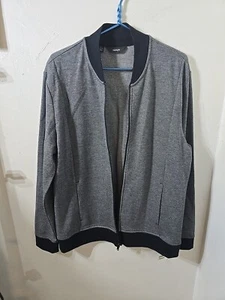 Alfani Herren grau Baumwolle Strick durchgehender Reißverschluss Bomberjacke Large Neu mit Etikett - Bild 1 von 9