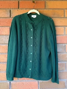 Vintage Needle Point Strickjacke USA Cottage College Point | Grün | Größe XL - Bild 1 von 14