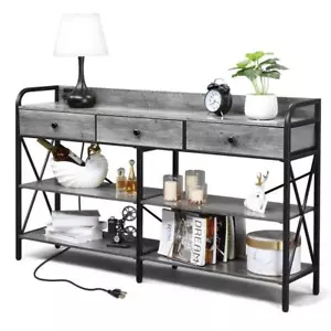 3 Tiers Console Table Storage Shelves Sofa Table and USB Ports Entryway Hallway - Picture 1 of 12
