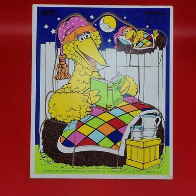 Rompecabezas de madera Playskool Sesame Street Big Bird Little Bedtime 1984 de colección #315-24 Foto 1 de 4