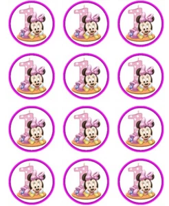 Minnie 1st Birthday Image Edible Cake Cupcake Topper Frosting Sheet - Picture 1 of 2