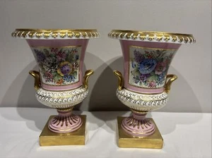 Paar Capodimonte Urne Floral Roségold - Bild 1 von 24