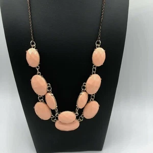 Collar Color Melocotón Cuentas Facetadas Tono Plata Oscuro Cadena Tono Plata Eslabones 24" - Imagen 1 de 8