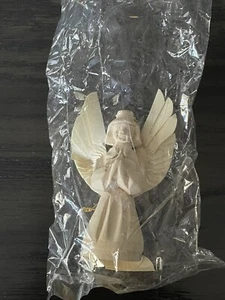 VTG Wood Carved Wooden Angel Christmas Ornament Delicate Wood Wings 3.5” - Picture 1 of 2