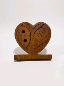 Vintage handgefertigtes Holz Herz Puzzle-Indien - Bild 1 von 15