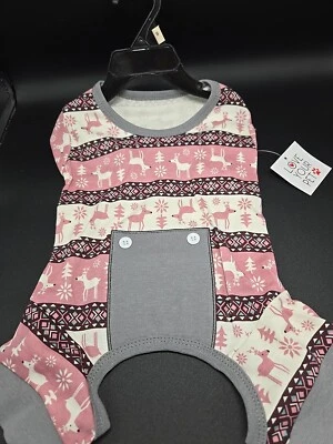 Pink deer print-Love Your Pet-brand-cotton dog pajamas size small - Image 1 of 4