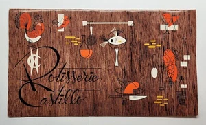 VINTAGE MENU / ROTISSERIE CASTILLO - HOTEL CARIBE HILTON / SJ PUERTO RICO 1950's - Picture 1 of 3