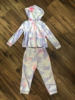 ideology girls zip up hoodie pants set purple tie dye 4  - Image 1 of 4