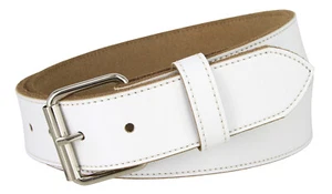 Seris Genuine Leather Casual Belt w/ Roller Buckle Black Brown Tan White 1-1/2" - Picture 1 of 5