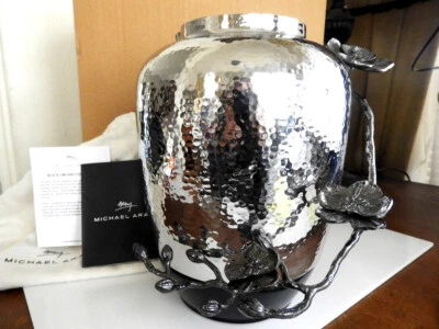 Jarrón Michael Aram ORQUÍDEA NEGRA martillado mediano mármol 8 5/8" - ¡NUEVO EN CAJA! Foto 1 de 2