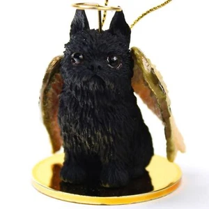 Brussels Griffon Ornament Angel Figurine Hand Painted Black - Picture 1 of 1