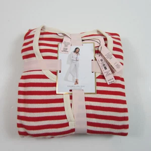 victoria's secret thermal long pajama set Small Stripe - Picture 1 of 3