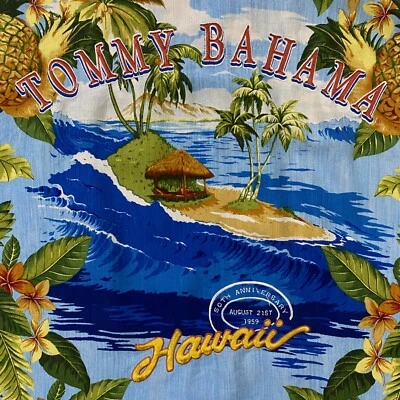 Tommy Bahama Shirt Mens Medium Silk Embroidered Hawaiian Island Resort Golf - Image 1 of 4