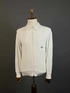 Men Fred Perry Reissues White Long Sleeze Full Zip Sweater Size S - Picture 1 of 12