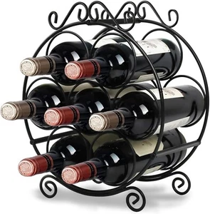 Maypes 7-Bottle Countertop Wine Rack – 13x12x6.5 in, Iron Wire Wine Rack - Picture 1 of 8
