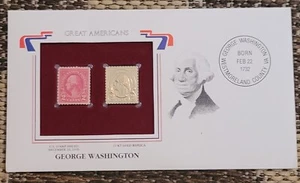Réplica de sello de Estados Unidos de George Washington Great Americans oro 22k NUEVO SELLADO 2 centavos - Imagen 1 de 5