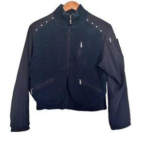 Jamie Sadock Women’s Sz S Black Waffle Knit Moto Cardigan Jacket Lined - Picture 1 of 7