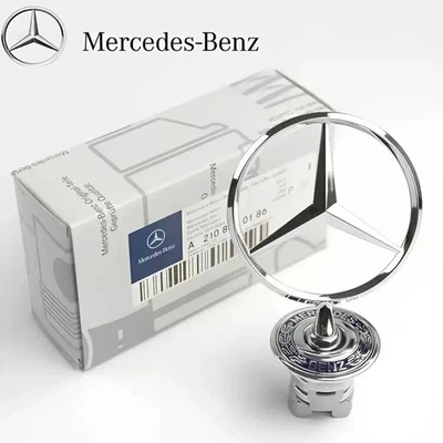 Fit-For Mercedes Benz S E C W Class Hood Star Emblem 44mm Black Chrome 2001-2023 Foto 1 de 4