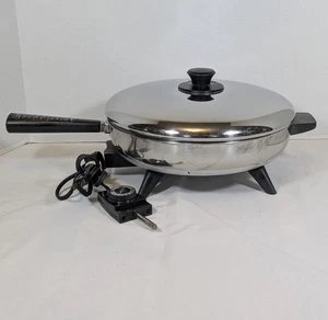 Farberware 310-B Stainless Steel Immersible Electric Fry Pan Skillet & Lid, 12" - Picture 1 of 9