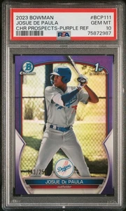 2023 Bowman Chrome 1st Purple Refractor /250 Josue De Paula #BCP-111 PSA 10 - Picture 1 of 2