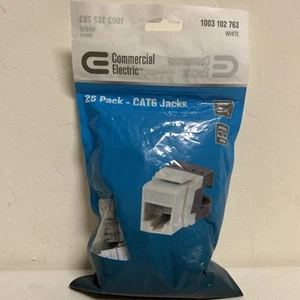Commercial Electric Cat-6 Jack in White (25-Pack) 5016-25-WH - Afbeelding 1 van 5