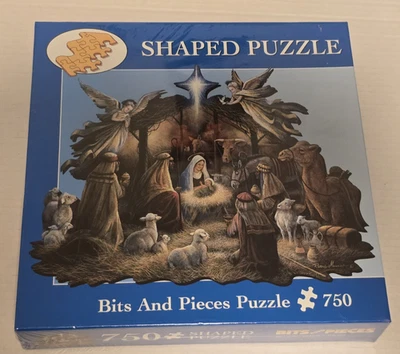 Bits And Pieces Shaped Puzzle 750 pieces Christmas "In The Manger"  [New Sealed] - Image 1 of 4