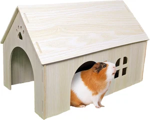 Guinea Pig Hideout 15x9x10 inch Large Size Wooden House with Window and Roof ... - Picture 1 of 1