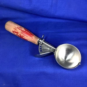 Cuchara de helado Mid Century Croford de acero inoxidable con mango de madera roja liberación de resorte X7 - Imagen 1 de 9