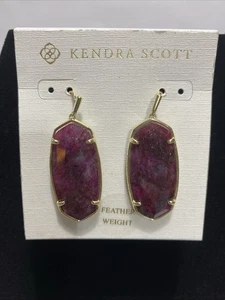 Kendra Scott Gold And Red Raspberry Labradorite Pendant Earrings - Picture 1 of 4