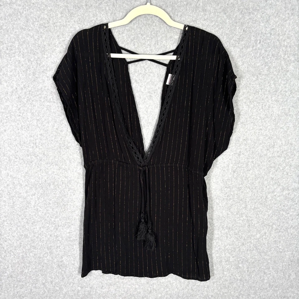 Gasa Metálica Crochet Cubrir Pequeño Rayas Doradas Boho Resort Piscina Crucero Yate Foto 1 de 4