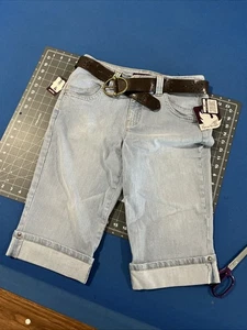 Gloria Vanderbilt Raffaella Skimmer Capri Shorts Größe 8 zierlich blau mit Gürtel - neu - Bild 1 von 12