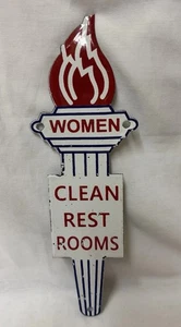 PORCELAIN STANDARD WOMENS RESTROOM MOTOR OIL GAS SIGN - Picture 1 of 3