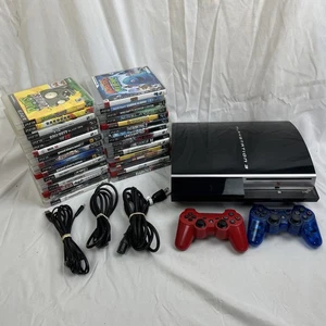 Sony PlayStation PS3 LOT Fat 80GB CECHK01 Console Bundle 31 Games TESTED**READ** - Picture 1 of 18