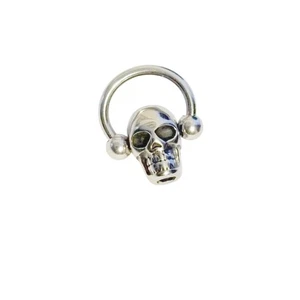 STERILIZED Steel SKULL 14g 10mm Diameter Surgical Steel Horseshoe. - Picture 1 of 15