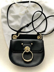 Auth-Chloé Unisex Mini Flats”Tess”Black/smooth calf/pre/LN/Crossbody/DB - Picture 1 of 23