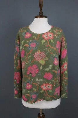 Suéter de malha Princess Goes Hollywood verde floral lã cashmere tamanho XL - Imagem 1 de 4