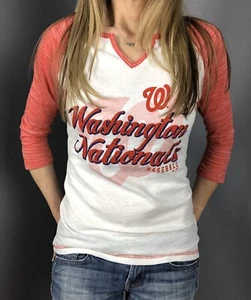 Washington Nationals Women's 3/4 Length Baseball T-Shirt - Picture 1 of 4