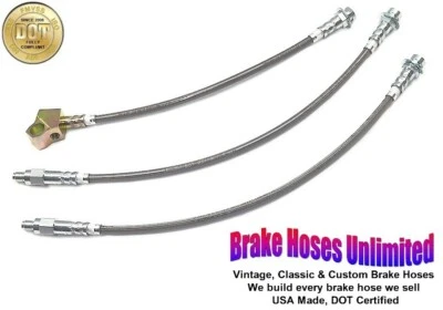 STAINLESS BRAKE HOSE SET Ford Mustang II, 1974 - Front Drum - Image 1 of 2