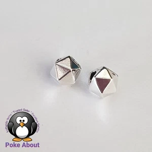 2x AUTHENTIC PANDORA Geometric SILVER ROCK STAR BALL PRISM CLIP CHARMS 791004 - Picture 1 of 8
